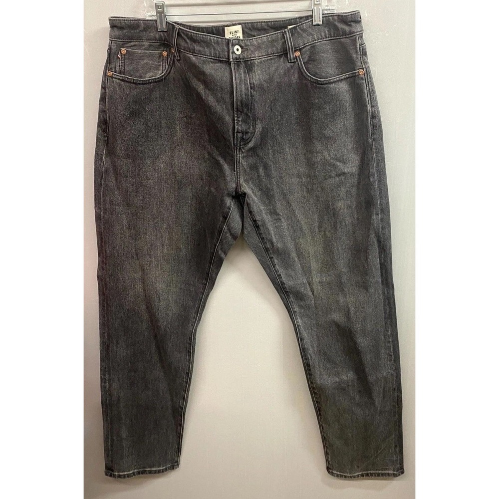 Flint And Tinder Jeans Mens 38x32 Gray Selvage Denim Cotton Logo Athletic Taper